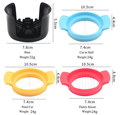 Set Slicer Telur 3 Pemotong Untuk Potongan Ringan Mudah Alat Pemotong Telur Manual PP Plastik Dengan Stand Slicer