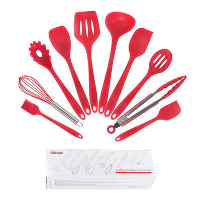 Dukungan Silikon Hijau untuk Memasak Suhu Tinggi di Nonstick 10 Pcs Kitchen Utensil Set