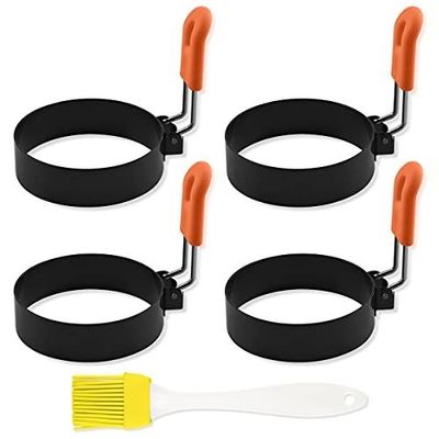 Nonstick Silikon Goreng Stainless Steel Egg Mold Rings Pancake Mold dengan Handle