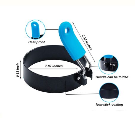 Nonstick Silikon Goreng Stainless Steel Egg Mold Rings Pancake Mold dengan Handle
