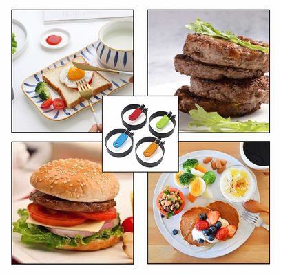 Nonstick Silikon Goreng Stainless Steel Egg Mold Rings Pancake Mold dengan Handle
