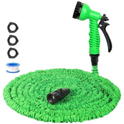 Menyiram Terbuat Sederhana Expandable Magic Flex Dipanaskan Garden Hose 25-200FT dengan Spray Gun