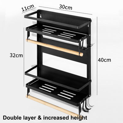 4 Tier Magnetic Fridge Organizer untuk Kitchen Paper Towel Holder 5 Hooks dan Kapasitas 2.6KG