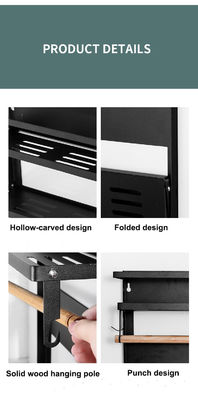 4 Tier Magnetic Fridge Organizer untuk Kitchen Paper Towel Holder 5 Hooks dan Kapasitas 2.6KG
