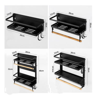 4 Tier Magnetic Fridge Organizer untuk Kitchen Paper Towel Holder 5 Hooks dan Kapasitas 2.6KG