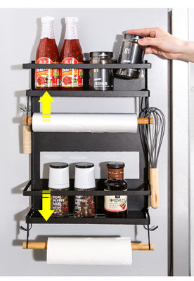 Magnet Kitchen Organizer Paper Towel Holder Metal Shelf Spice Storage Rack Refrigerator Rak