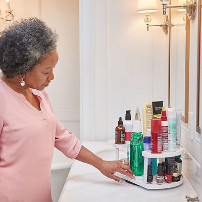 Home Cosmetic Storage Gods ABS Rotating Shelf Cabinet Organizer dengan Logo yang Disesuaikan