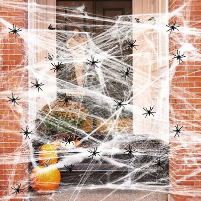 Disesuaikan Stretchy Halloween Spider Web Scary Scene Perlengkapan untuk Rumah Hantu