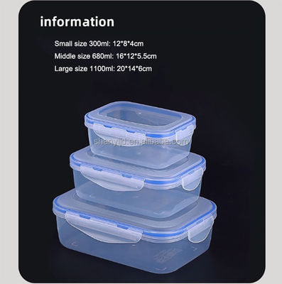 3pcs Airtight Plastic Storage Box Set untuk Multifungsi Makanan Storage Container