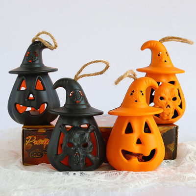 Dekorasi Halloween LED Pumpkin Candle Holder Lampu Malam Lampu Lampu Lampu Ornamen 8*12cm