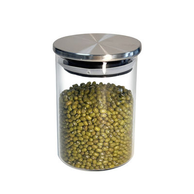 Botol kaca tutup stainless steel untuk menyimpan buah-buahan kering makanan ringan dan lainnya di dapur