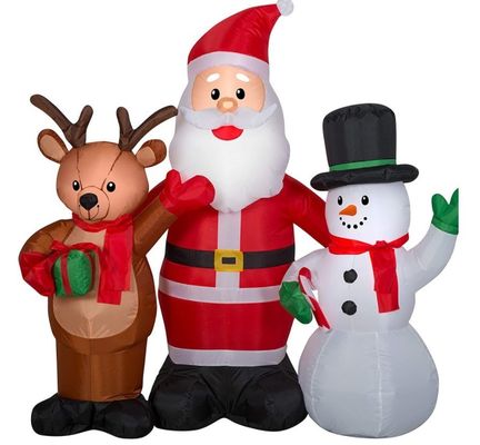 Outdoor Natal Terang Santa Sleigh Arch dengan Snowman Gingerbread Pohon Inflatables