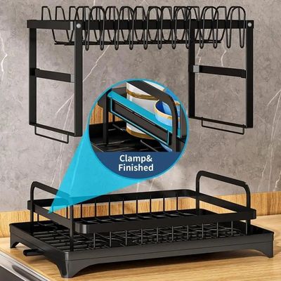 85*32*15cm Metal Dish Drainer Organizer Rack untuk pengeringan piring yang berkelanjutan dan higienis