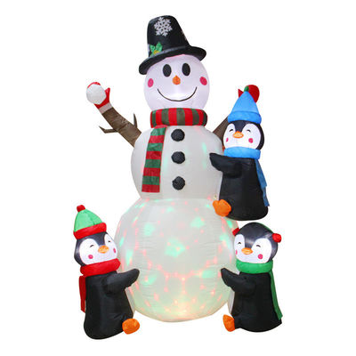 Outdoor Natal Terang Santa Sleigh Arch dengan Snowman Gingerbread Pohon Inflatables