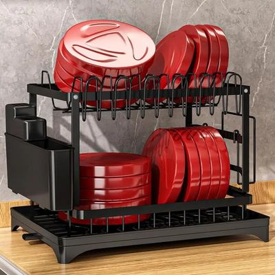 85*32*15cm Metal Dish Drainer Organizer Rack untuk pengeringan piring yang berkelanjutan dan higienis
