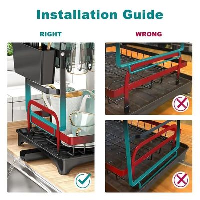 85*32*15cm Metal Dish Drainer Organizer Rack untuk pengeringan piring yang berkelanjutan dan higienis