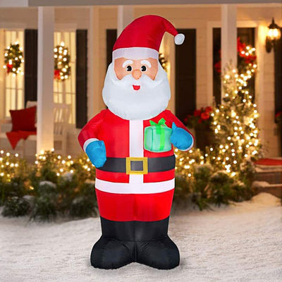 Taman Indoor Outdoor Dekorasi Natal 6ft Natal Inflatables Santa Claus Dengan Lampu LED Hijau