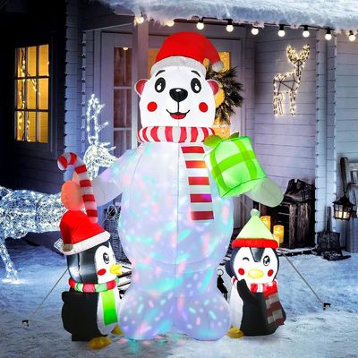 Taman Indoor Outdoor Dekorasi Natal 6ft Natal Inflatables Santa Claus Dengan Lampu LED Hijau