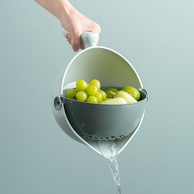 302g PP ABS Double Layer Rotating Drainage Basket untuk mencuci sayuran