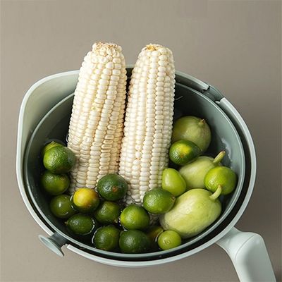 302g PP ABS Double Layer Rotating Drainage Basket untuk mencuci sayuran