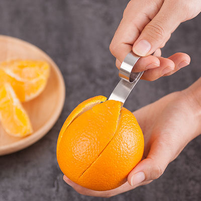 430 Ringan Baja Ringan Ukuran Mini Pengupas Buah Dapur Gadget Manual Pengupas Oranye Sliver