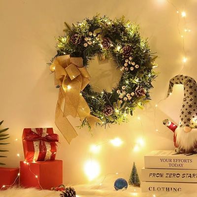 Bulat XMAS Wreath Untuk Pintu Depan Jatuh Wreath Dengan Logo Disesuaikan