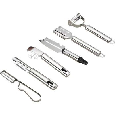 304 Stainless Steel Set of Kitchen Gadgets 6 in 1 untuk Pengupas Buah dan Pengupas Sayuran
