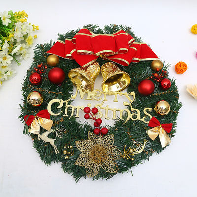 Kain Plush dan Plastik Natal Pinecone Wreath untuk Dekorasi Natal Luar Ruang