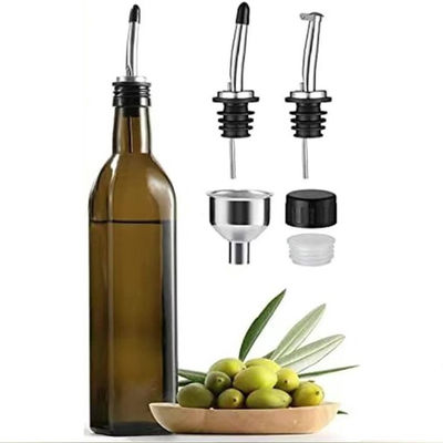 Green Glass Oil Drizzler 500ml untuk Masakan Dapur dengan Funnel Stainless Steel Pourer