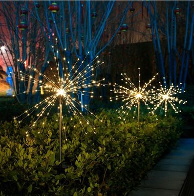 IP65 Rated Solar Lawn Ground Insert Fireworks Lampu untuk Dekorasi Liburan OEM ODM