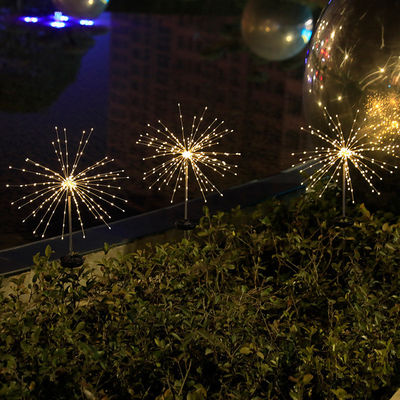 IP65 Rated Solar Lawn Ground Insert Fireworks Lampu untuk Dekorasi Liburan OEM ODM
