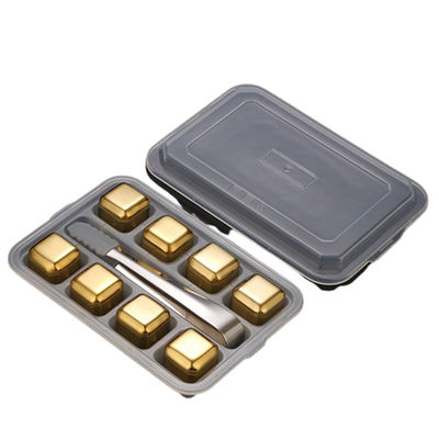 Di stok 304 stainless steel Whiskey Stone Gift Set 8pcs / set untuk dingin anggur merah
