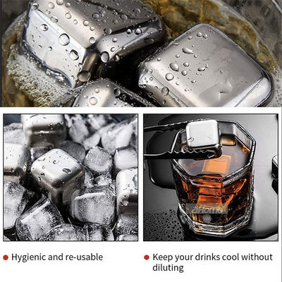 Di stok 304 stainless steel Whiskey Stone Gift Set 8pcs / set untuk dingin anggur merah