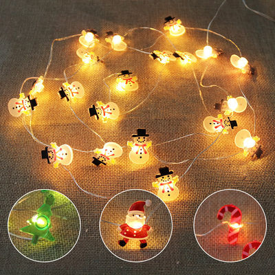 Lampu Natal LED Merah String Snowman Santa Claus Star Produk Dekorasi Liburan