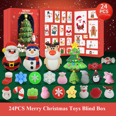 24pcs Natal Kalender Advent Blind Box Kartun Fidget Squishy Toy untuk Anak-anak Set Mainan