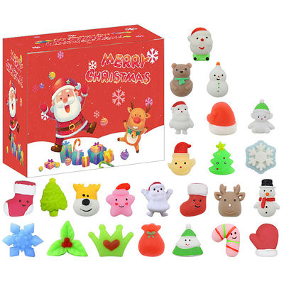 24pcs Natal Kalender Advent Blind Box Kartun Fidget Squishy Toy untuk Anak-anak Set Mainan