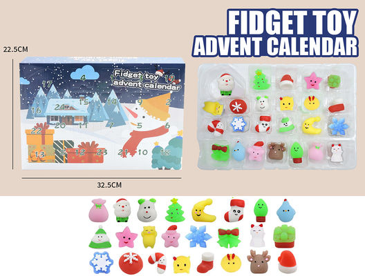 24pcs Natal Kalender Advent Blind Box Kartun Fidget Squishy Toy untuk Anak-anak Set Mainan