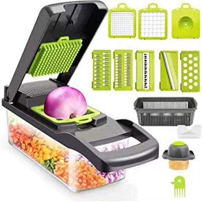Handheld Multifunctional Onion Cutter Buah Pemotong Kentang Pengupas Terbaik Jual 12 dalam 1