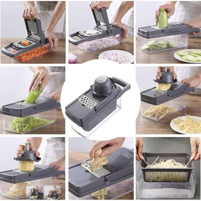 Handheld Multifunctional Onion Cutter Buah Pemotong Kentang Pengupas Terbaik Jual 12 dalam 1