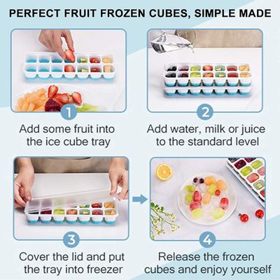 14- Ice Cube Trays Bahan PP TPE dengan tutup yang mudah dilepas dan tahan tumpahan
