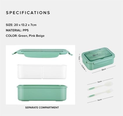 Produksi Set sendok/garpu/ pisau/palu bebas BPA 1400 ML PP5 kotak makan siang untuk anak-anak/dewasa