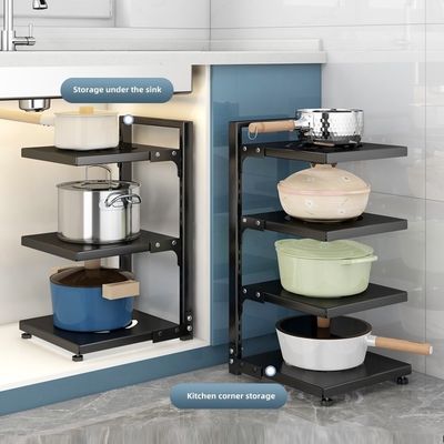 Functional Folding Pot Rack Black Kitchen Sink Organizer untuk penyimpanan yang dapat disesuaikan
