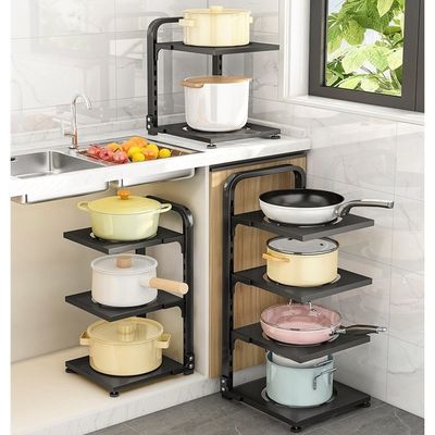 Functional Folding Pot Rack Black Kitchen Sink Organizer untuk penyimpanan yang dapat disesuaikan