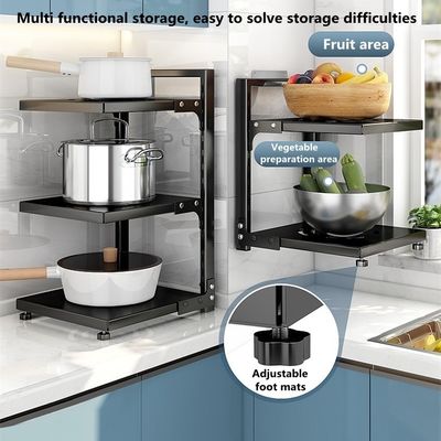 Functional Folding Pot Rack Black Kitchen Sink Organizer untuk penyimpanan yang dapat disesuaikan
