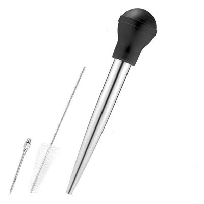 304 Stainless Steel Silicone Drip Oil Seasoning Tube untuk BBQ Turkey Jarum di Balck