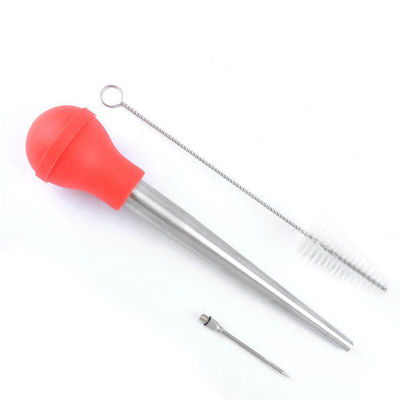 304 Stainless Steel Silicone Drip Oil Seasoning Tube untuk BBQ Turkey Jarum di Balck