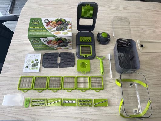 22pcs Vegetable Slicer Dicer dengan Drain Basket Handle dan Mandolin Cutter Berkelanjutan