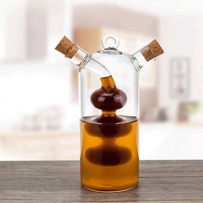 Clear Glass Bubble Pot 2-in-1 Kitchen Container untuk Memisahkan Ketel dan Cruet Bottle Set