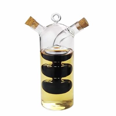 Clear Glass Bubble Pot 2-in-1 Kitchen Container untuk Memisahkan Ketel dan Cruet Bottle Set