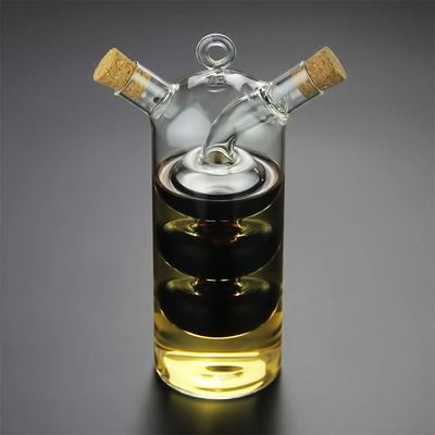 Clear Glass Bubble Pot 2-in-1 Kitchen Container untuk Memisahkan Ketel dan Cruet Bottle Set